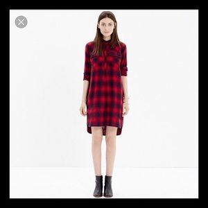 J. Crew Flannel Shirt Dress Red XXP EUC